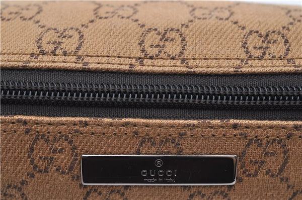 Authentic GUCCI Hand Bag Pouch Purse GG Canvas Leather 07198 Brown 0545E