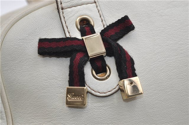 Authentic GUCCI Princy Ribbon Shoulder Hand Bag Leather 161720 Ivory 0547E