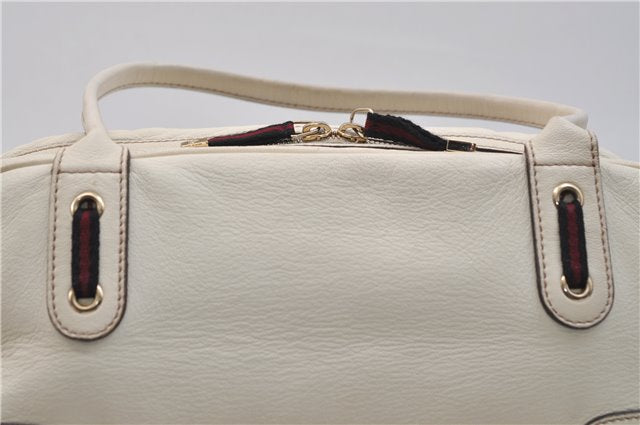 Authentic GUCCI Princy Ribbon Shoulder Hand Bag Leather 161720 Ivory 0547E