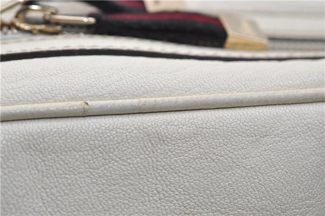 Authentic GUCCI Princy Ribbon Shoulder Hand Bag Leather 161720 Ivory 0547E