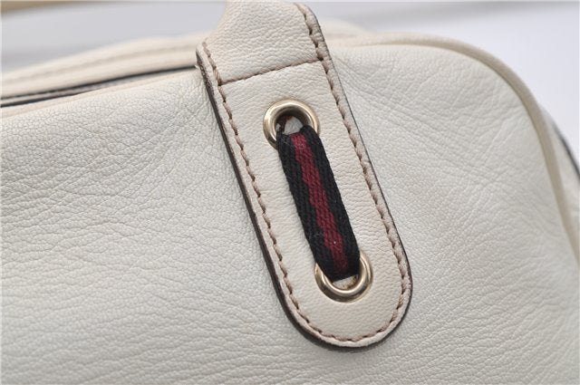 Authentic GUCCI Princy Ribbon Shoulder Hand Bag Leather 161720 Ivory 0547E