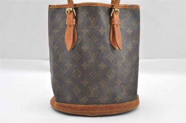 Authentic Louis Vuitton Monogram Bucket PM Shoulder Tote Bag M42238 Junk 0547I