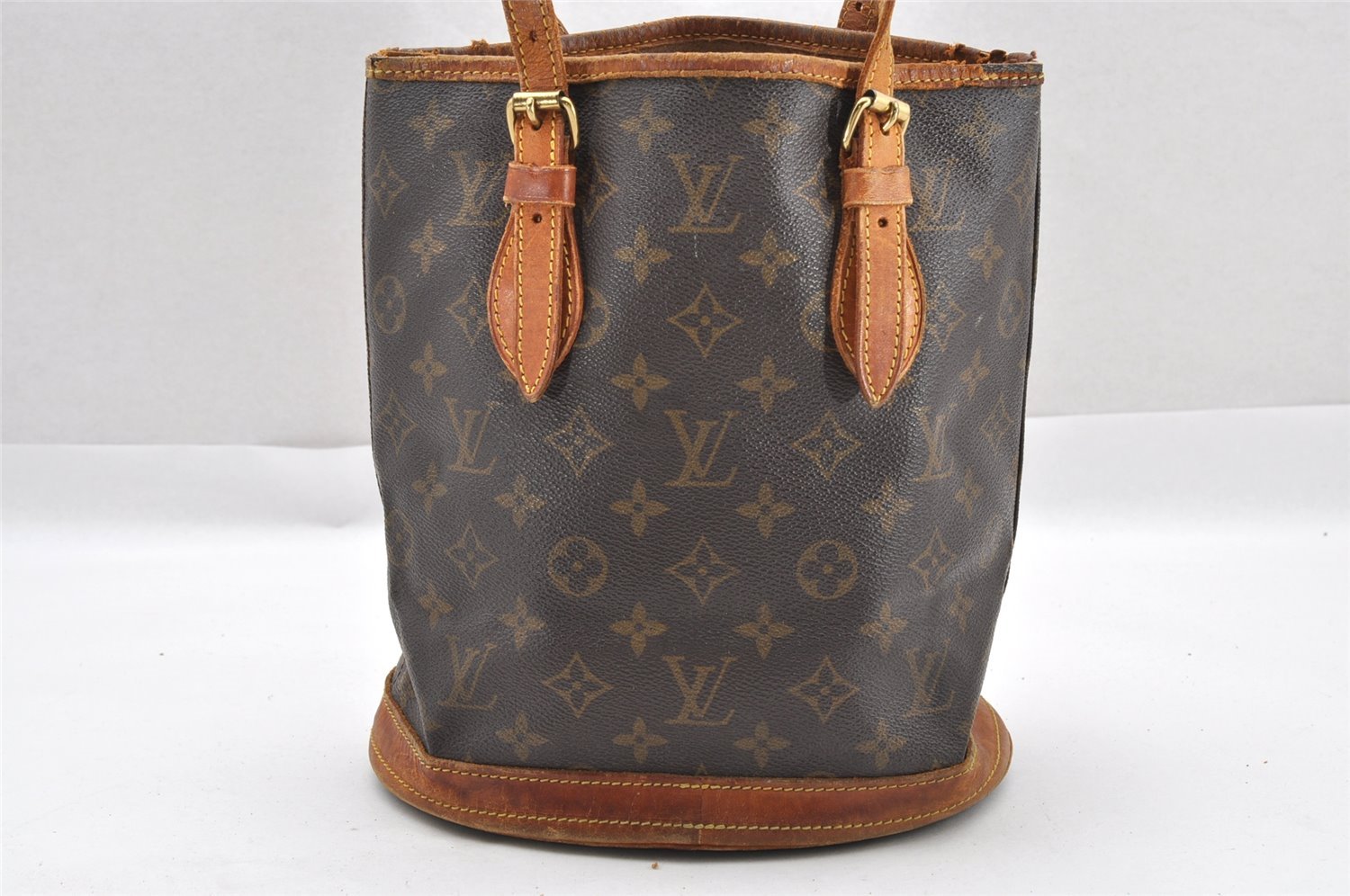 Authentic Louis Vuitton Monogram Bucket PM Shoulder Tote Bag M42238 Junk 0547I