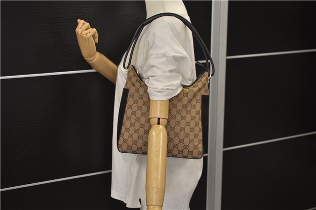 Authentic GUCCI Shoulder Hand Bag Purse GG Canvas Leather 0013766 Brown 0548E
