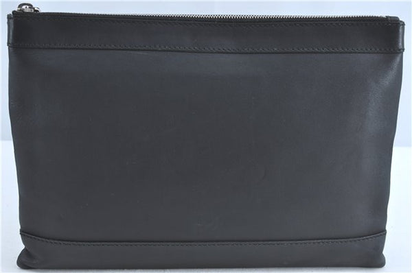 Authentic BALENCIAGA Clip M Logo Clutch Bag Purse Leather 373834 Black 0551B