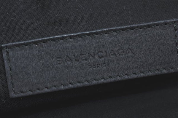 Authentic BALENCIAGA Clip M Logo Clutch Bag Purse Leather 373834 Black 0551B