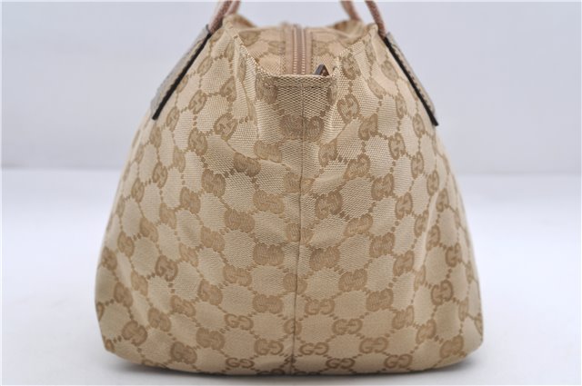 Authentic GUCCI Sherry Line Hand Bag GG Canvas Leather 131228 Beige Gold 0551E