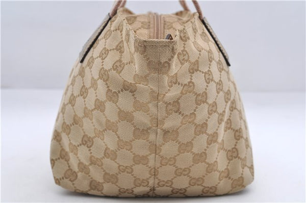 Authentic GUCCI Sherry Line Hand Bag GG Canvas Leather 131228 Beige Gold 0551E
