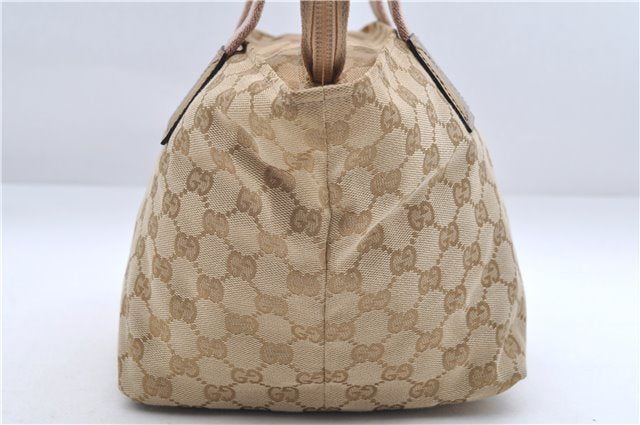 Authentic GUCCI Sherry Line Hand Bag GG Canvas Leather 131228 Beige Gold 0551E