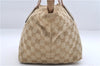 Authentic GUCCI Sherry Line Hand Bag GG Canvas Leather 131228 Beige Gold 0551E