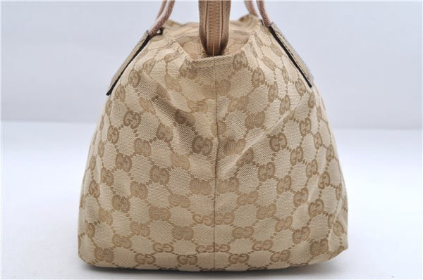 Authentic GUCCI Sherry Line Hand Bag GG Canvas Leather 131228 Beige Gold 0551E