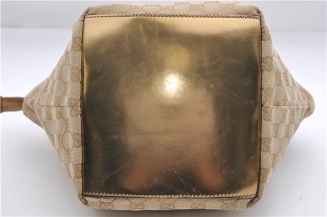 Authentic GUCCI Sherry Line Hand Bag GG Canvas Leather 131228 Beige Gold 0551E