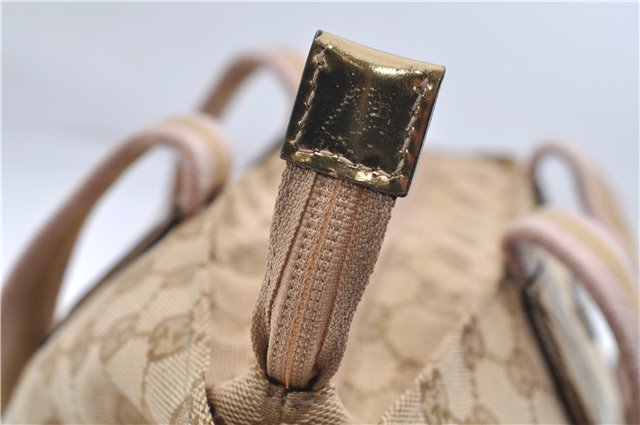 Authentic GUCCI Sherry Line Hand Bag GG Canvas Leather 131228 Beige Gold 0551E