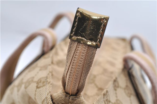 Authentic GUCCI Sherry Line Hand Bag GG Canvas Leather 131228 Beige Gold 0551E