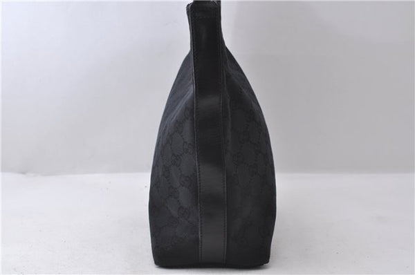 Authentic GUCCI Hand Shoulder Bag Purse GG Canvas Leather 0000602 Black 0553D