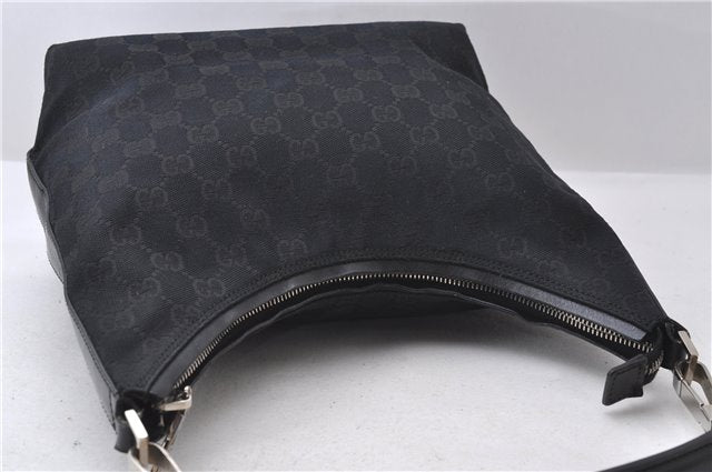 Authentic GUCCI Hand Shoulder Bag Purse GG Canvas Leather 0000602 Black 0553D