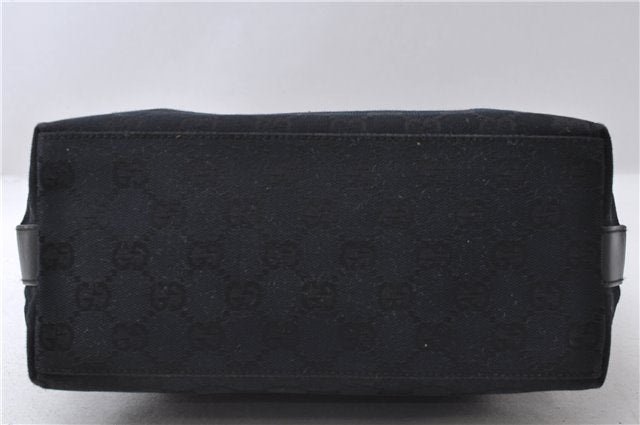 Authentic GUCCI Hand Shoulder Bag Purse GG Canvas Leather 0000602 Black 0553D