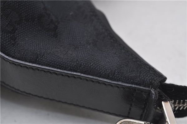 Authentic GUCCI Hand Shoulder Bag Purse GG Canvas Leather 0000602 Black 0553D