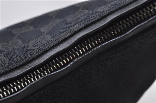 Authentic GUCCI Hand Shoulder Bag Purse GG Canvas Leather 0000602 Black 0553D