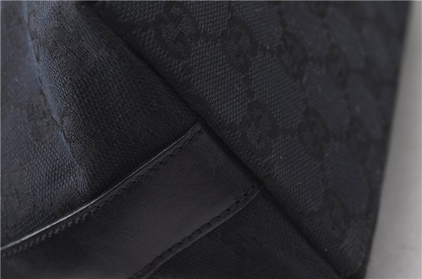 Authentic GUCCI Hand Shoulder Bag Purse GG Canvas Leather 0000602 Black 0553D