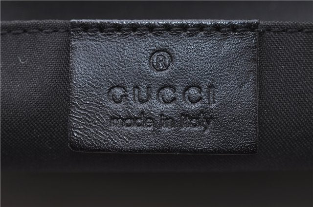 Authentic GUCCI Hand Shoulder Bag Purse GG Canvas Leather 0000602 Black 0553D