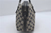 Authentic GUCCI Sherry Line Horsebit Hand Bag GG Canvas Leather Navy 0553E