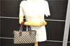 Authentic GUCCI Sherry Line Horsebit Hand Bag GG Canvas Leather Navy 0553E