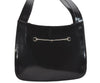 Authentic GUCCI Vintage Horsebit Shoulder Tote Bag Enamel Black Junk 0553I
