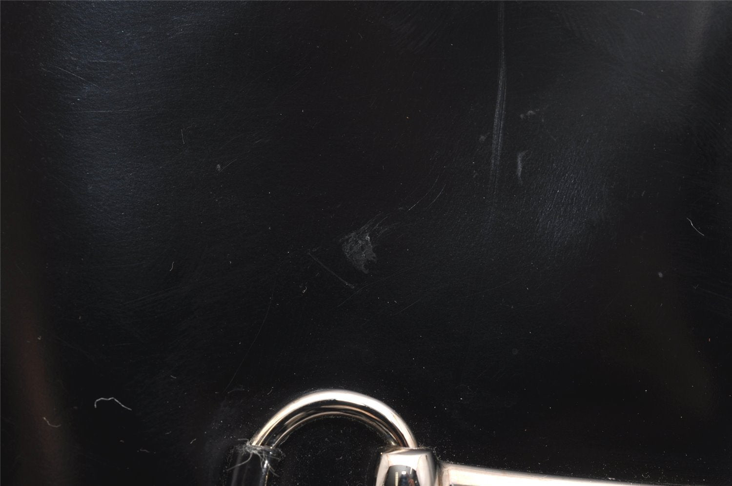 Authentic GUCCI Vintage Horsebit Shoulder Tote Bag Enamel Black Junk 0553I