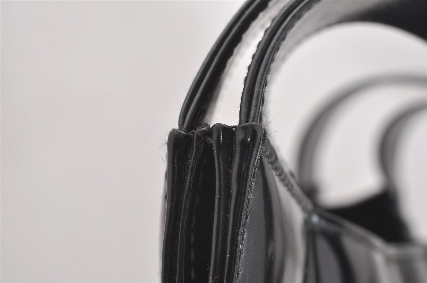 Authentic GUCCI Vintage Horsebit Shoulder Tote Bag Enamel Black Junk 0553I