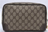 Authentic GUCCI Clutch Hand Bag Purse GG PVC Leather Brown 0555D