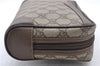 Authentic GUCCI Clutch Hand Bag Purse GG PVC Leather Brown 0555D