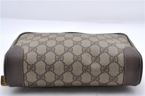 Authentic GUCCI Clutch Hand Bag Purse GG PVC Leather Brown 0555D