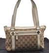 Authentic GUCCI Shoulder Hand Bag GG Canvas Leather 152458 Brown White 0555E