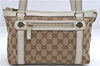 Authentic GUCCI Shoulder Hand Bag GG Canvas Leather 152458 Brown White 0555E