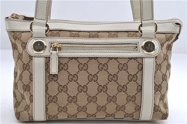 Authentic GUCCI Shoulder Hand Bag GG Canvas Leather 152458 Brown White 0555E