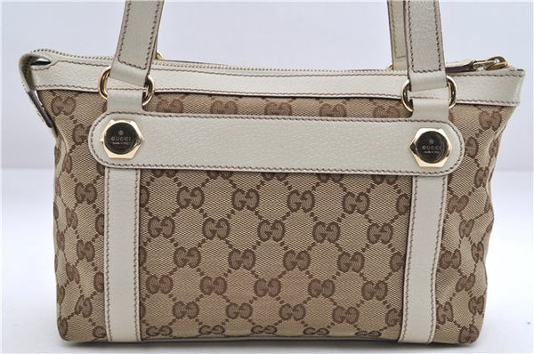 Authentic GUCCI Shoulder Hand Bag GG Canvas Leather 152458 Brown White 0555E