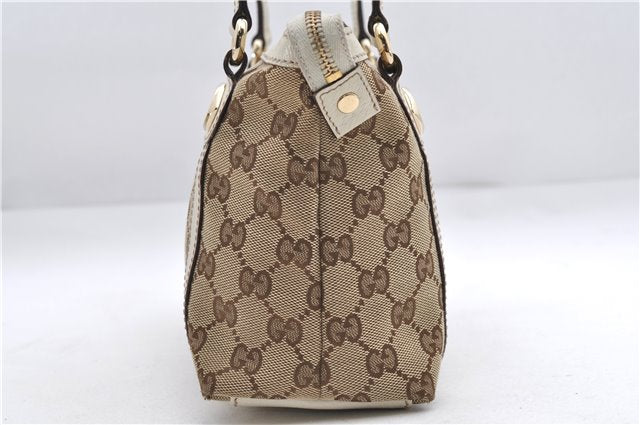 Authentic GUCCI Shoulder Hand Bag GG Canvas Leather 152458 Brown White 0555E