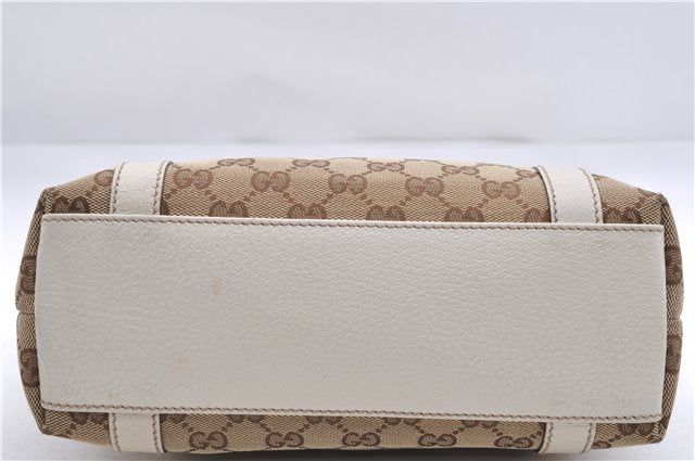 Authentic GUCCI Shoulder Hand Bag GG Canvas Leather 152458 Brown White 0555E