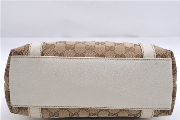 Authentic GUCCI Shoulder Hand Bag GG Canvas Leather 152458 Brown White 0555E