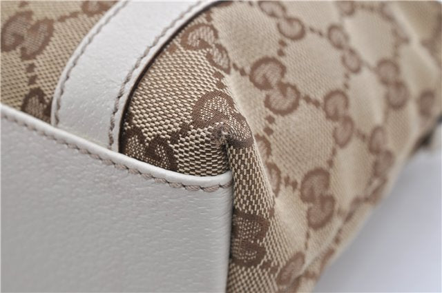Authentic GUCCI Shoulder Hand Bag GG Canvas Leather 152458 Brown White 0555E