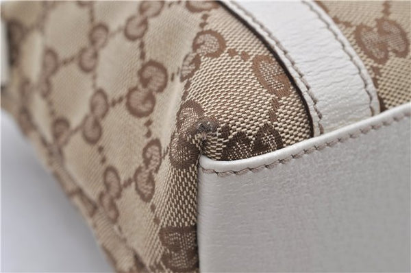 Authentic GUCCI Shoulder Hand Bag GG Canvas Leather 152458 Brown White 0555E