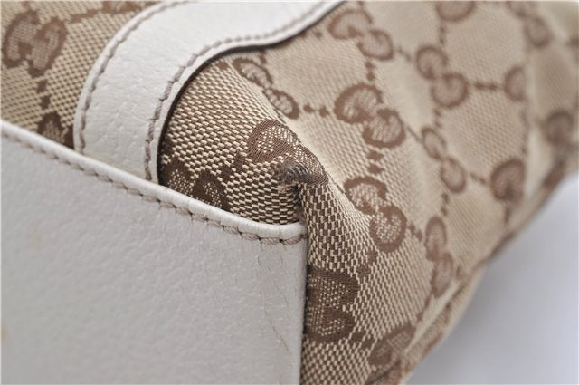Authentic GUCCI Shoulder Hand Bag GG Canvas Leather 152458 Brown White 0555E