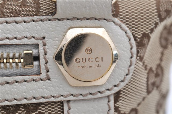Authentic GUCCI Shoulder Hand Bag GG Canvas Leather 152458 Brown White 0555E