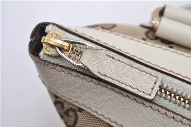 Authentic GUCCI Shoulder Hand Bag GG Canvas Leather 152458 Brown White 0555E