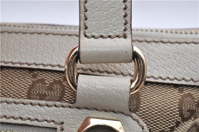 Authentic GUCCI Shoulder Hand Bag GG Canvas Leather 152458 Brown White 0555E