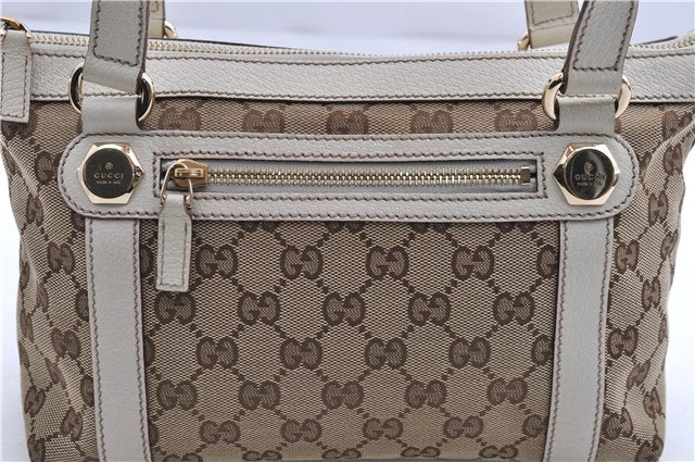 Authentic GUCCI Shoulder Hand Bag GG Canvas Leather 152458 Brown White 0555E
