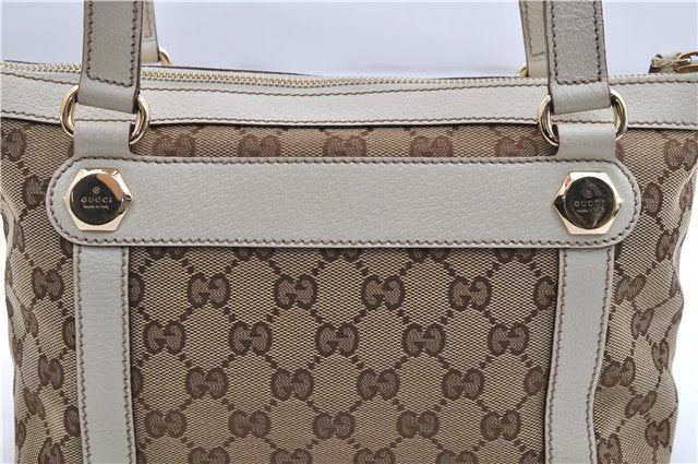 Authentic GUCCI Shoulder Hand Bag GG Canvas Leather 152458 Brown White 0555E