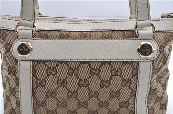 Authentic GUCCI Shoulder Hand Bag GG Canvas Leather 152458 Brown White 0555E