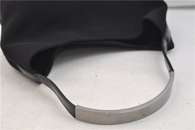 Authentic GUCCI Shoulder Hand Bag Purse Nylon Enamel 0013298 Black 0556E